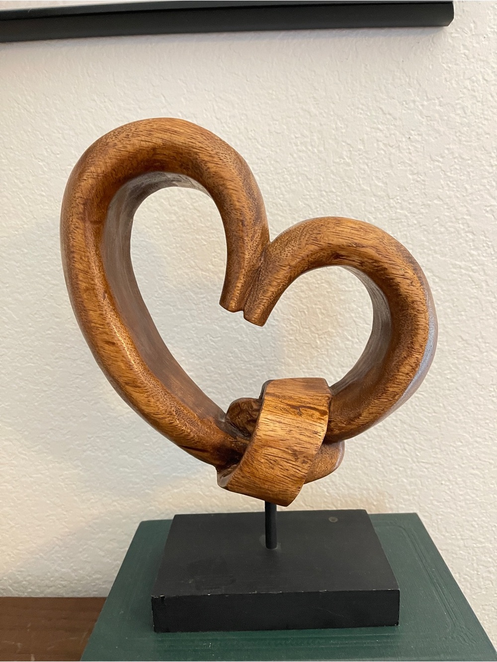 Wooden Hand Carved Abstract Sculpture Statue Heart Gift Home Decor - Picture 2 of 10